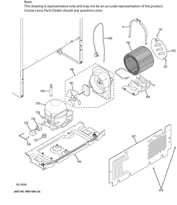 Machine Compartment Diagram and Parts List for JCBS660SF2SS  General Electric Refrigerator