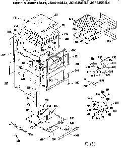 Oven Cabinet Diagram and Parts List for JGRS15GEL3  General Electric Range