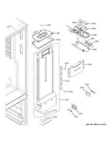 Fresh Food Section Diagram and Parts List for GFE26JGMNFWW  General Electric Refrigerator