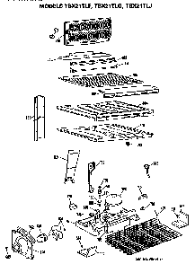 Unit Parts Diagram and Parts List for TBX21TLFRAD  General Electric Refrigerator