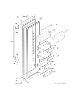 FRESH FOOD DOOR Diagram and Parts List for CZS22MSKGHSS  General Electric Refrigerator