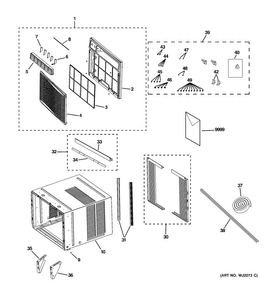 Grille & Chassis Parts Diagram and Parts List for AEH18DSQ1  General Electric Air Conditioner