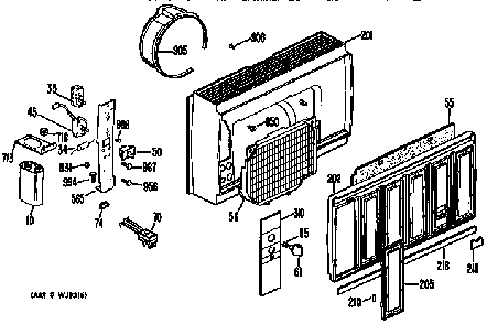 Grille Assembly Diagram and Parts List for AT706FSK1  General Electric Air Conditioner