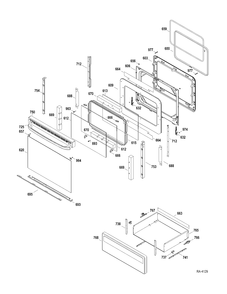DOOR-DRAWER Diagram and Parts List for JCBP350DT1BB  General Electric Range