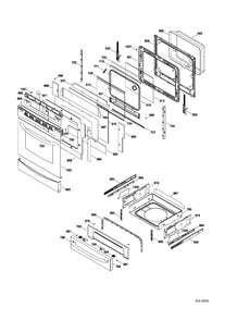 DOOR & DRAWER Diagram and Parts List for PCB900SR3SS  General Electric Range