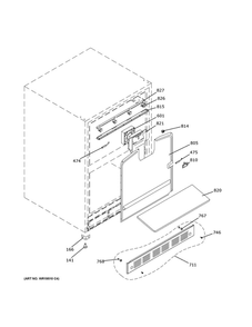 Cabinet And Shelves Diagram and Parts List for ZIDI240HCII  General Electric Refrigerator