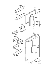 DOOR GROUP Diagram and Parts List for GTA18LBNBB  General Electric Refrigerator