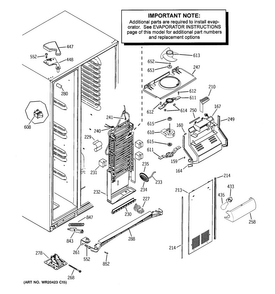 Freezer Section Diagram and Parts List for PSK27VGXBCSS  General Electric Refrigerator