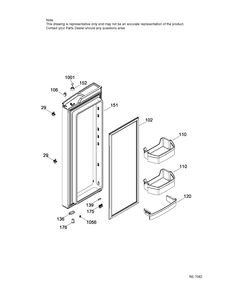FRESH FOOD DOOR RIGHT Diagram and Parts List for GNE25DGKBKWW  General Electric Refrigerator