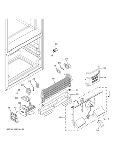 Freezer Section Diagram and Parts List for GNE21FGKAKWW  General Electric Refrigerator
