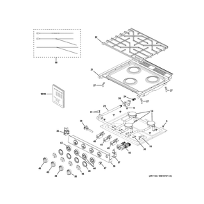 Control Panel And Cooktop Diagram and Parts List for PLD621RW2SS  General Electric Range