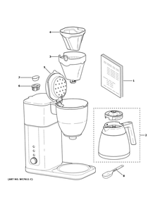 Coffee Maker Diagram and Parts List for C7CDAAS3PD31  General Electric Coffee Maker