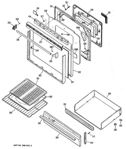Door Diagram and Parts List for JKP36G*D2  General Electric Microwave Oven Combo