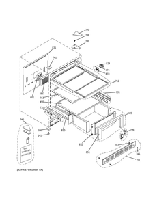 Cabinet And Shelves Diagram and Parts List for ZIFS240NASS  General Electric Wine and Beverage Cooler