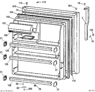 REFRIGERATOR DOOR Diagram and Parts List for TBX21ABRRWW  General Electric Refrigerator