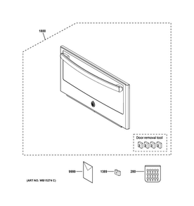 Door Parts Diagram and Parts List for PSB9100EF1ES  General Electric Microwave