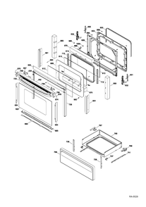 DOOR & DRAWER Diagram and Parts List for RCB787DN3WW  General Electric Range