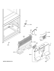 Freezer Section Diagram and Parts List for GYE18JSLPFSS  General Electric Refrigerator