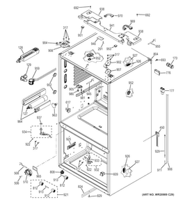 Case Parts Diagram and Parts List for GFE29HMEEES  General Electric Refrigerator