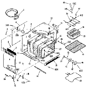 Cabinet Diagram and Parts List for JDP37G0L1  General Electric Range