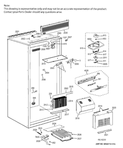 CABINET 1 Diagram and Parts List for ZIFP360NHARH  General Electric Refrigerator