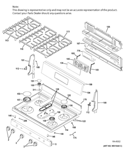 CONTROL PANEL & COOKTOP Diagram and Parts List for JCGB660SEJ2SS  General Electric Range
