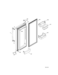 FF DOOR LEFT Diagram and Parts List for GFMS5HFFASS  General Electric Refrigerator