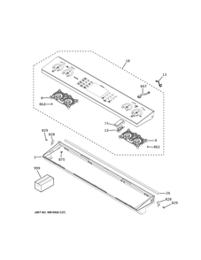 Control Panel Diagram and Parts List for PHS93XYP7FS  General Electric Wall Oven
