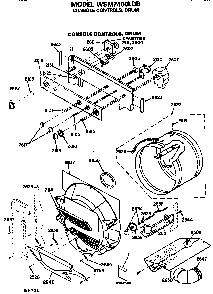 Console And Drum Diagram and Parts List for WSM2400LDB  General Electric Washer Dryer Combo