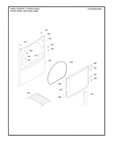 Front Panel And Door Diagram and Parts List for GTMX100ED4WW  General Electric Refrigerator