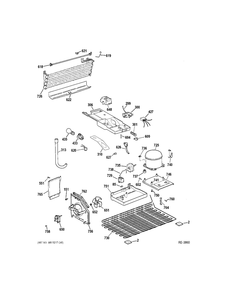 Unit Parts Diagram and Parts List for JCB840SF3SS  General Electric Refrigerator
