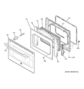 Door Diagram and Parts List for JS250DF1CC  General Electric Range