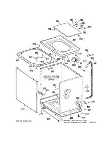 CABINET Diagram and Parts List for 56221B3WW  General Electric Washer