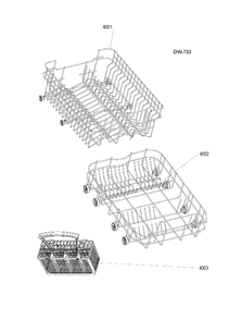 RACKS Diagram and Parts List for GSM1800V00BB  General Electric Dishwasher