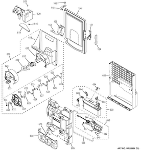 Ice Maker & Dispenser Diagram and Parts List for CFE28TSHGSS  General Electric Refrigerator