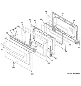 Door Diagram and Parts List for PGB980ZEJ2SS  General Electric Range