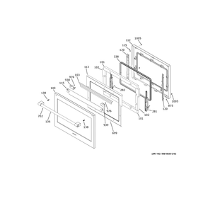 Lower Door 1 Diagram and Parts List for ZTD90DPSN4SS  General Electric Wall Oven