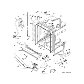 Body Parts (1) Diagram and Parts List for GDT670SYV3FS  General Electric Dishwasher