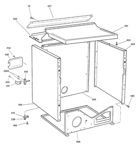 Cabinet Diagram and Parts List for DNSB514EB0WW  General Electric Dryer