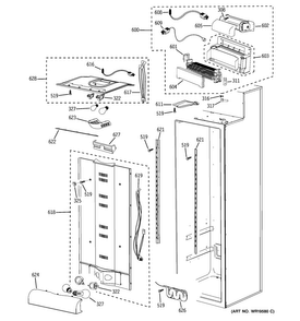 Fresh Food Section Diagram and Parts List for PSB42YPHASV  General Electric Refrigerator