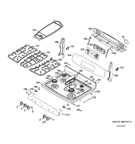CONTROL PANEL & COOKTOP Diagram and Parts List for JCGB850SEF1SS  General Electric Range