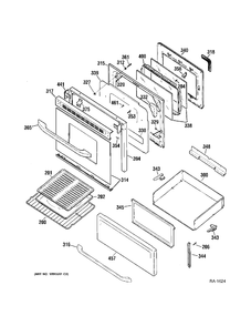 DOOR Diagram and Parts List for JCBP36SK1SS  General Electric Range