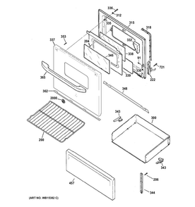 Door & Drawer Parts Diagram and Parts List for JBS10GF1SA  General Electric Range