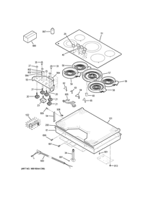 CONTROL PANEL & COOKTOP Diagram and Parts List for JP3536DJ2BB  General Electric Cooktop