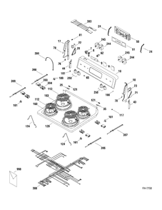 CONTROLS & COOKTOP Diagram and Parts List for JCBP36SK3SS  General Electric Range