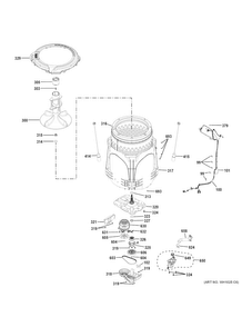 Tub & Motor Diagram and Parts List for GTW330ASK0WW  General Electric Washer