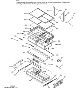 Fresh Food Shelves Diagram and Parts List for GSRC3KLZBFWW  General Electric Dishwasher