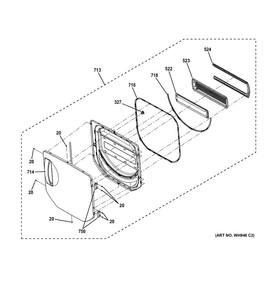 Dryer Door Assembly Diagram and Parts List for GTUP240EM4WW  General Electric Washer Dryer Combo