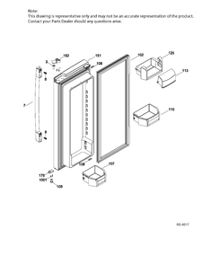 FF DOOR RT Diagram and Parts List for PNQ22LMHBFES  General Electric Refrigerator