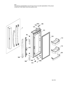 FRESH FOOD DOOR LEFT Diagram and Parts List for GNE25DSKBKSS  General Electric Refrigerator